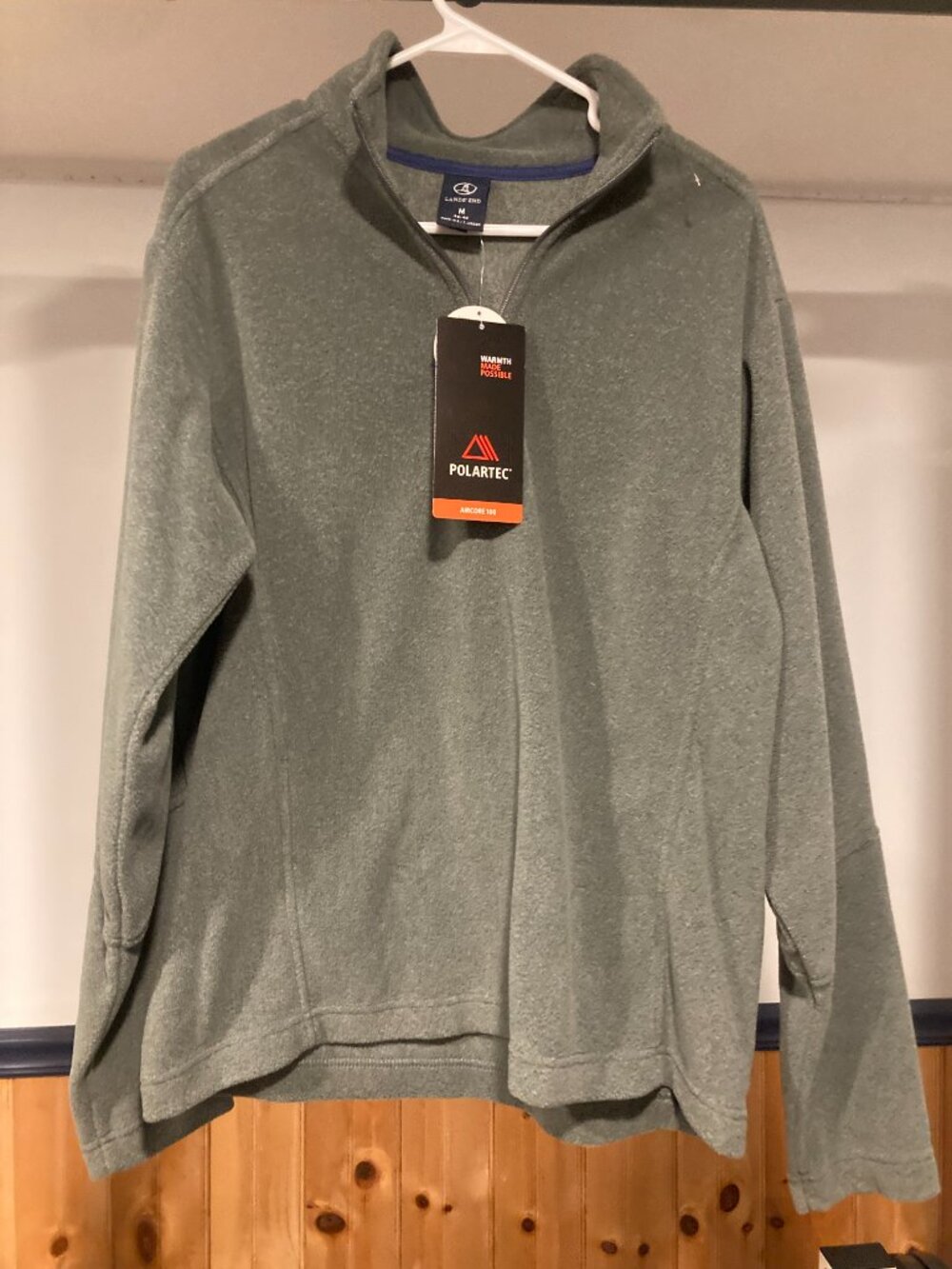 Men’s Lands' End AirCore 100 Fleece Jacket – Light Gray – NWT